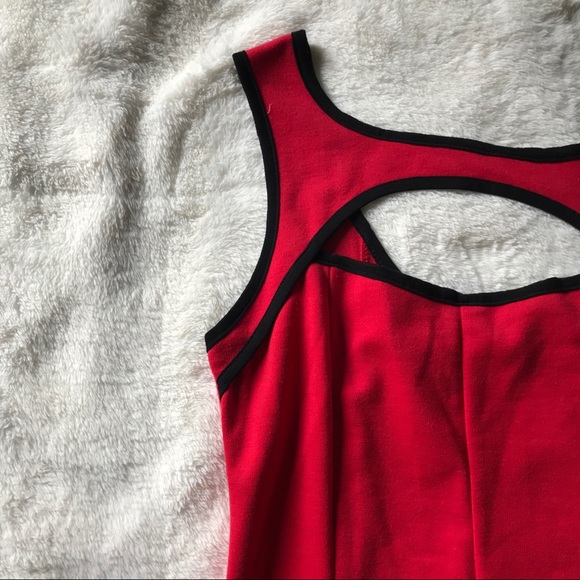 Red Dress with Navy Trimming - Picture 3 of 8